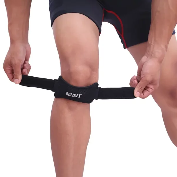 2 piezas de soportes de rodilla AOLIKES - Soporte de compresión negro con correas ajustables - Imagen 3