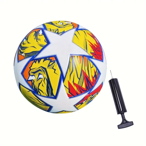 Adulto 5 estrellas PU adhesivo fútbol con diseño rojo y blanco - Imagen 3