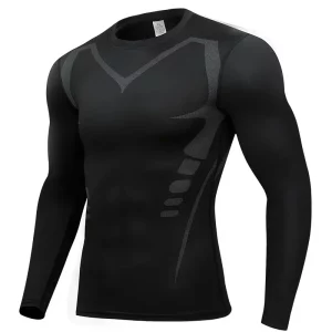 Camiseta deportiva de manga larga y compresión transpirable para hombres